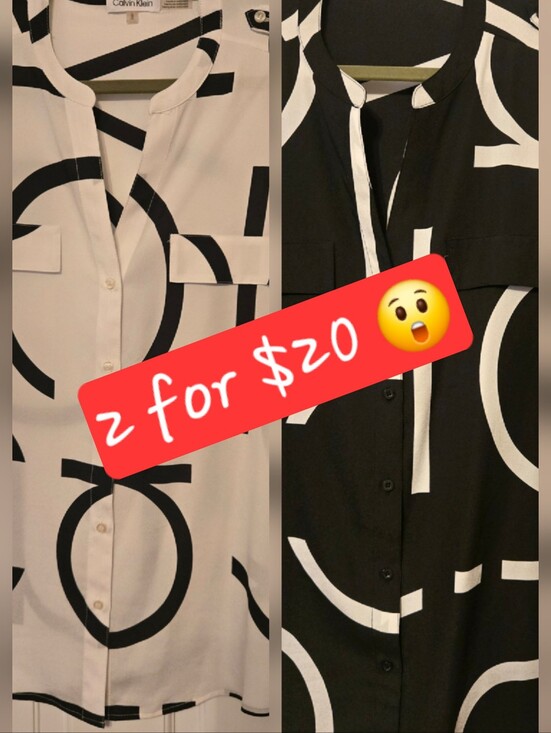 Calvin Klein Tops - 2 Calvin Klein Button-Up blouses with Geometric Prints